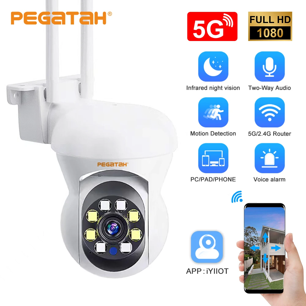 

PEGATAH 1080P 5G WiFi PTZ IP Camera AI Human Detect Wireless Surveillance Cameras H.265 P2P Audio 2MP Home Security CCTV Camera