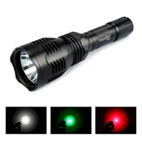 uniquefire hs 802 redgreenwhite light xre led flashlight 3w torch long beam distance adjustable waterproof for hunting camping