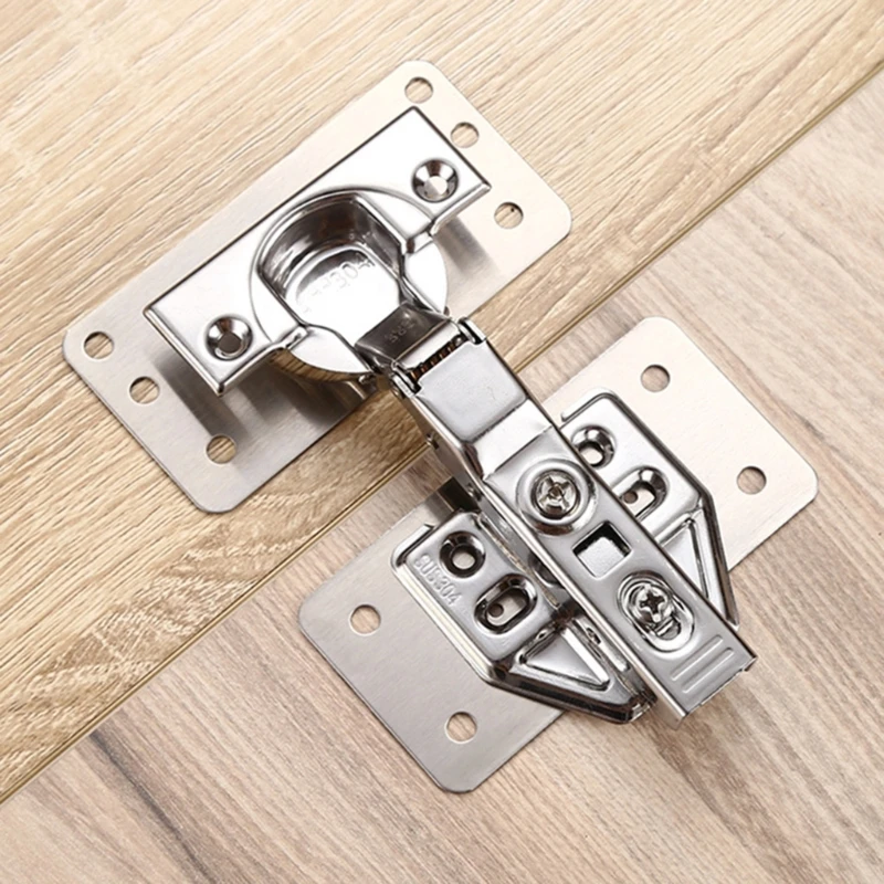 

T5EB 2Pcs Hinge Repair Plate Brushed Stainless Steel Cabinet Hinge Fixing Plate Bracket Kit for Furniture Kitchen Closet Door