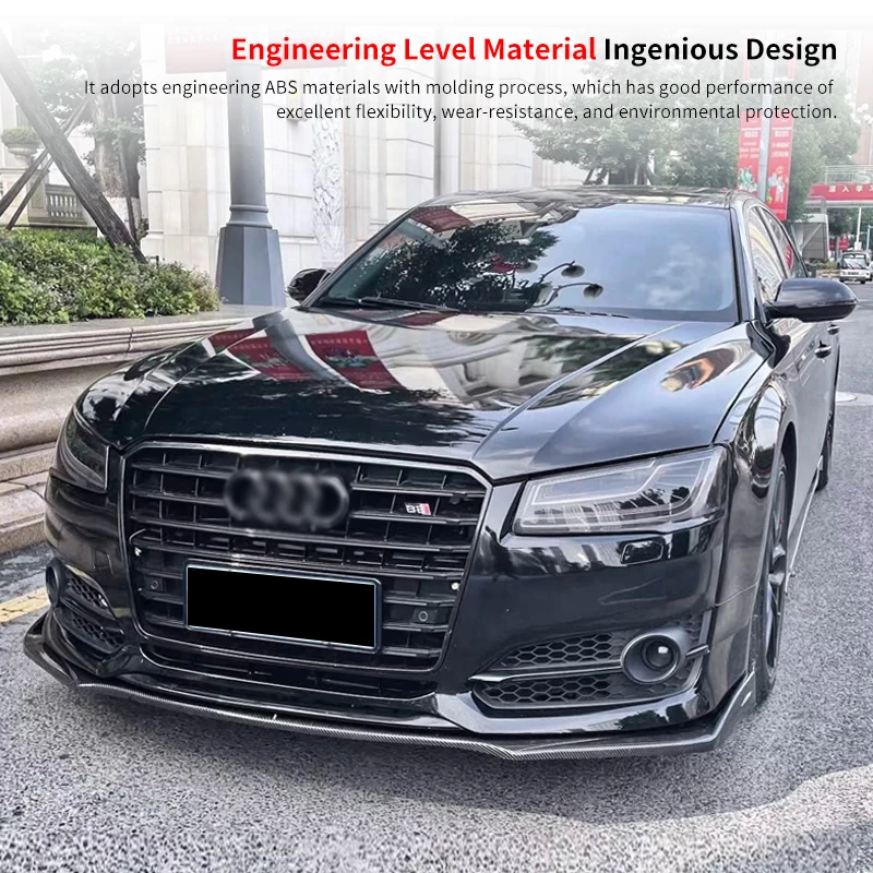 Фото Для автомобиля Audi A8 2017 2019 2021 2022 сплиттер переднего бампера комплект губ тела спойлер диффузор дефлектор углеродное волокно внешний вид аксессуары №2