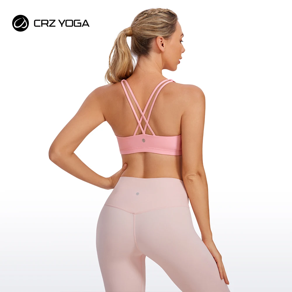 CRZ YOGA Women's Light Support Cross Back Wirefree Removable Cups Yoga Sport Bra