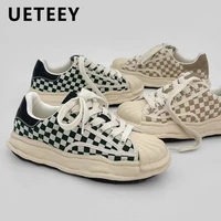 2022 spring new canvas breathable plate shoes checkerboard shell head sneakers for mens casual couple trendy shoes vulcanize
