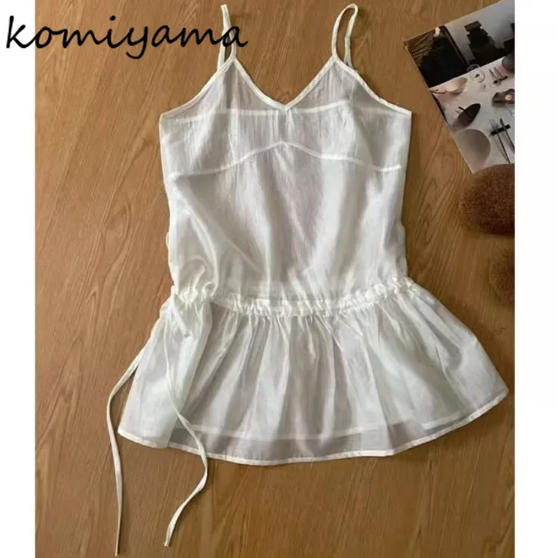 Ropa Mujer сетчатый жилет на шнуровке одежда топ без рукавов с v-образным вырезом