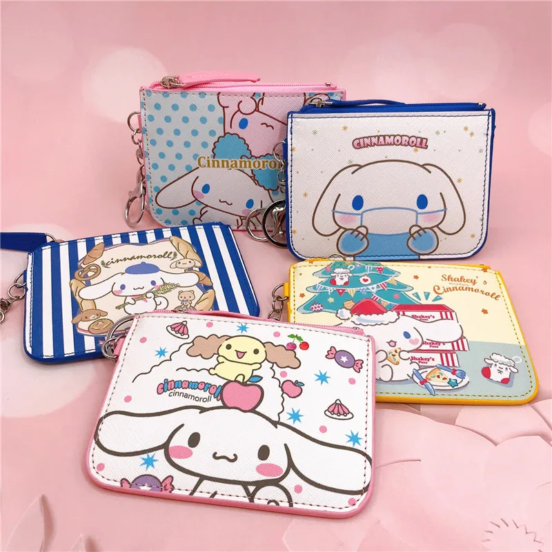 Sanrio Bag Cute Cinnamoroll Pu Coin Purse Sanrios Wallet Cartoon Children Card Holder Kawaii Girls Bags Women Birthday Gifts Toy