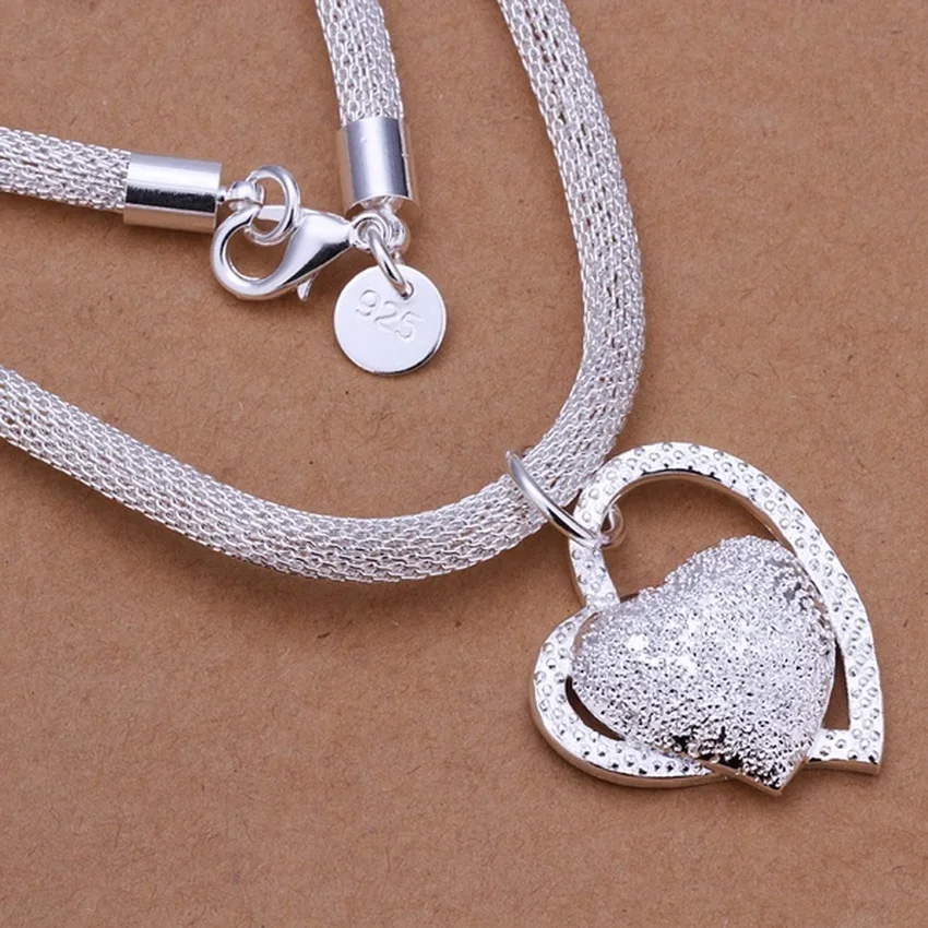 

925 Sterling Silver Necklace Gorgeous Charm Fashion Heart Wedding Lady Love Necklace Noble Luxury 18 Inches Jewelry