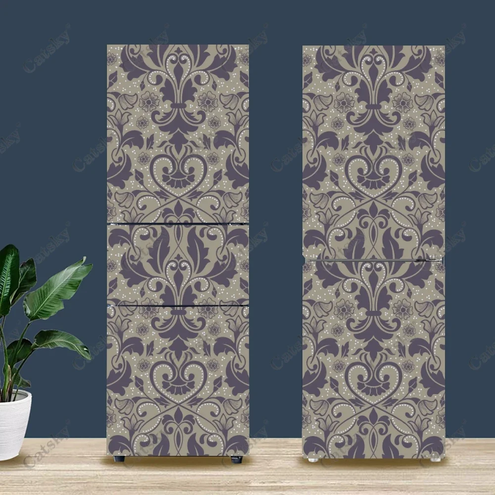 Бесшовные винтажные Цветочные наклейки в стиле барокко для холодильника