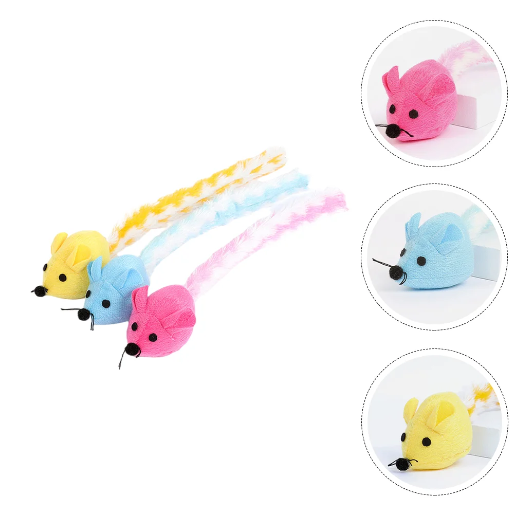 

3Pcs Catnip Plush Cat Diversion Mice Shaped Cat Teaser for Indoor