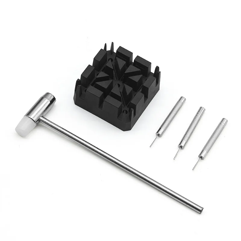 5PCS/set Watch Strap Link Remover Repair Tool Kit Watch Band Pin Punch Hammer Bracelet Holder Adjust Punching Watchmaker Tool
