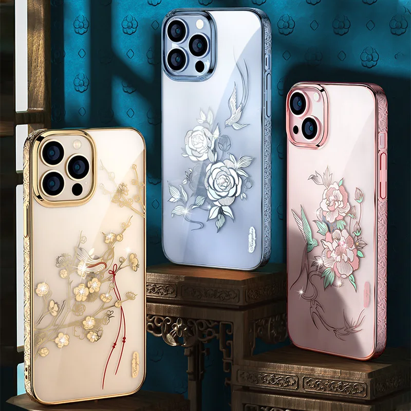 Чехол с 3D текстурой для iPhone 13 Pro Max жесткий чехол блестящими бриллиантами полыми