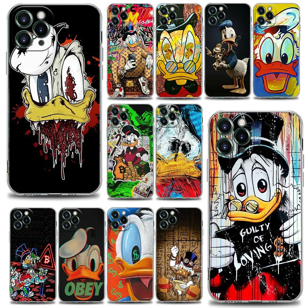 

Cute Donald Duck Cartoon Clear Phone Case for iPhone 13 12 11 SE 2022 X XR XS 8 7 6 6S Pro Mini Max Plus Soft Silicone Case