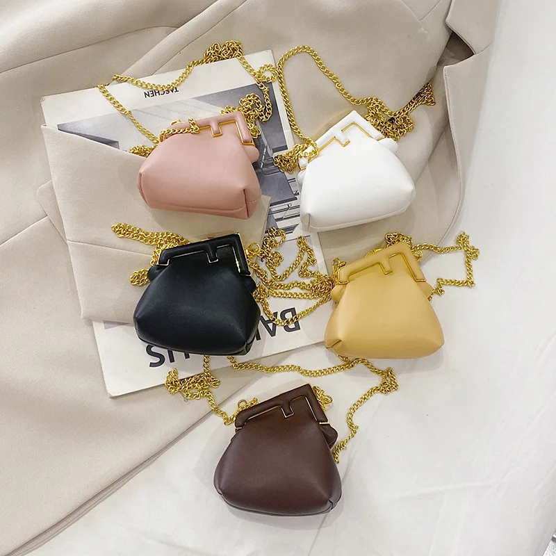 New Ins Women's Mini Metal clip Bag Niche Personality Design Portable Handbag High Quality Lipstick Messenger Bag Shoulder Bag