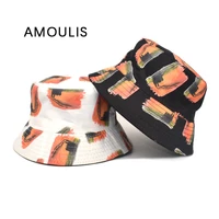 amoulis summer bucket hats for women and men fashion print fisherman hat casual foldable sun hat double sided wear beach caps