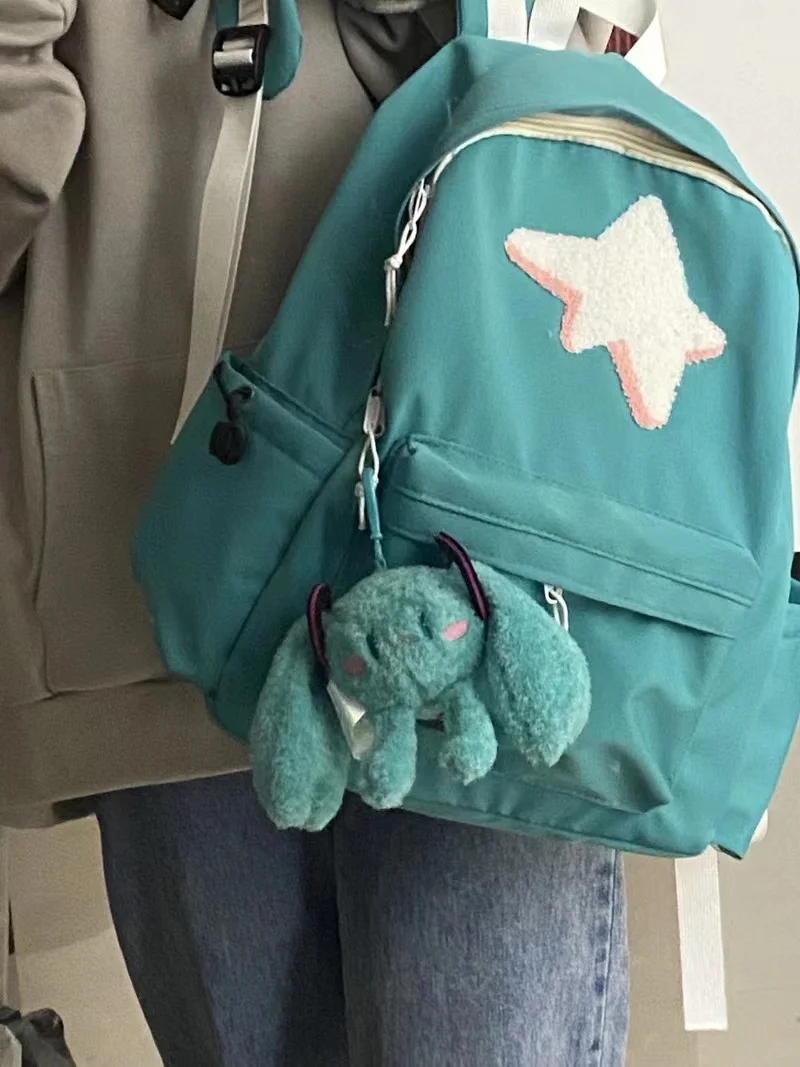 Фото Hatsune рюкзак с Miku школьная сумка на два плеча, водонепроницаемая холщовая детская школьная сумка, плюшевая подвеска, сумка для студенток №2