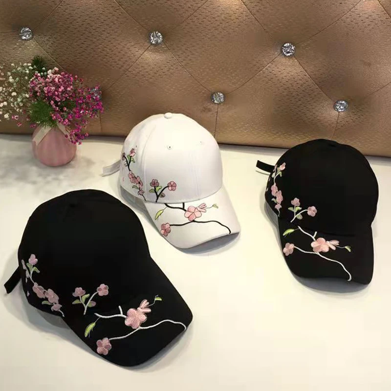 JK Korean Flower Embroidery Baseball Caps
