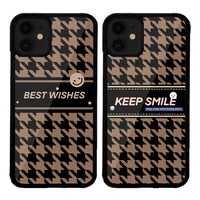 brown houndstooth luxury design phone case pc for iphone 13 12 11 pro xs x xr 7 8 plus max se 2020 for samsung s10 s20 s21 s30