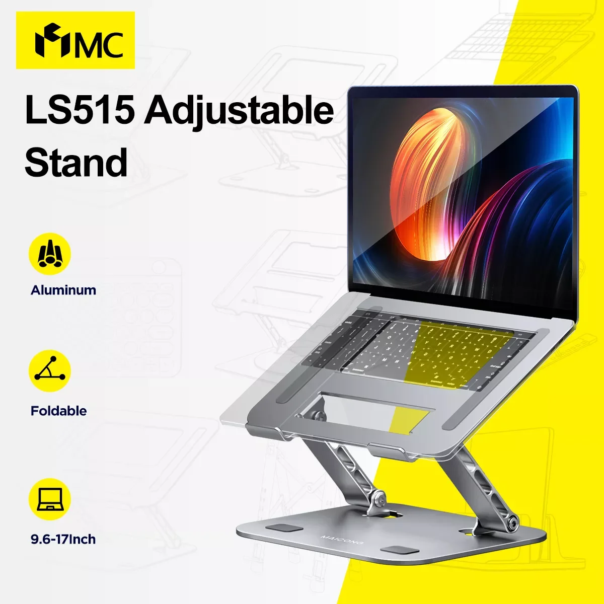 

MC 515 Laptop Stand Adjustable Aluminum Alloy Notebook Stand Compatible with 10-17 Inch Laptop Portable Laptop Holder