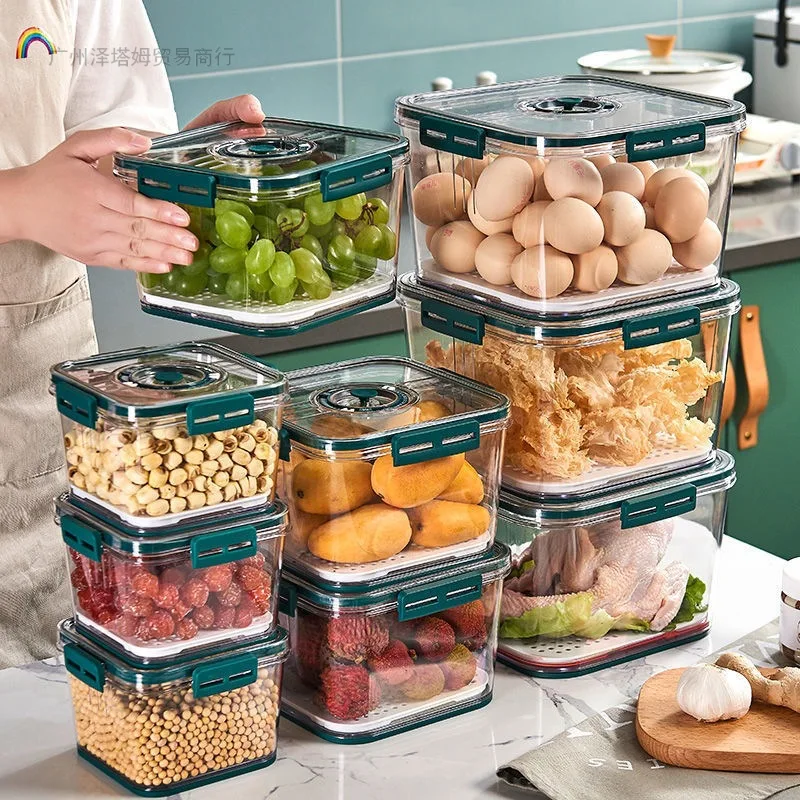 

Transparent Fridge Storage Box Kitchen Vegetables Fresh-keeping Sealed Food Storage Containers Cereals Organzier Food-grade Box