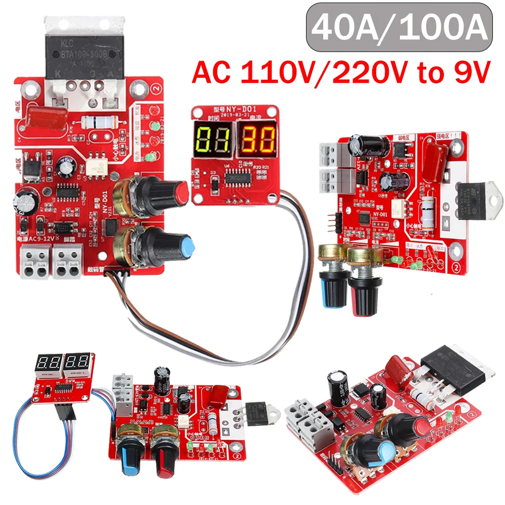 

40A/100A Spot Welding Machine Control Board Welder AC 110V 220V to 9V Transformer Controller Board Timing Current Time Current