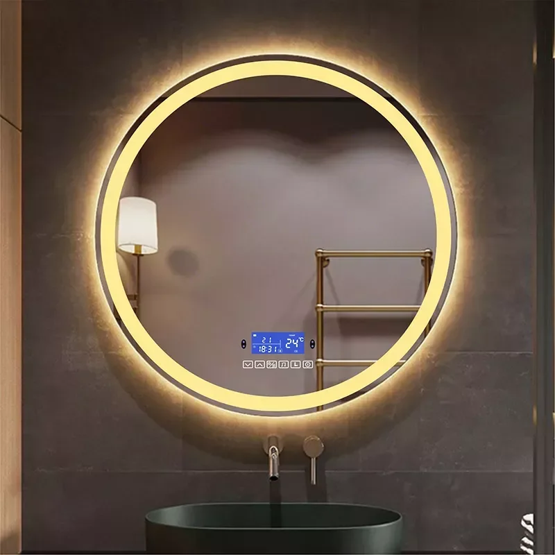 

NEW2023 Round LED Smart Wall Mounted Bathroom Mirror With Body Induction Anti-Fog Bluetooth Function Bath Makeup Vanity Mirror
