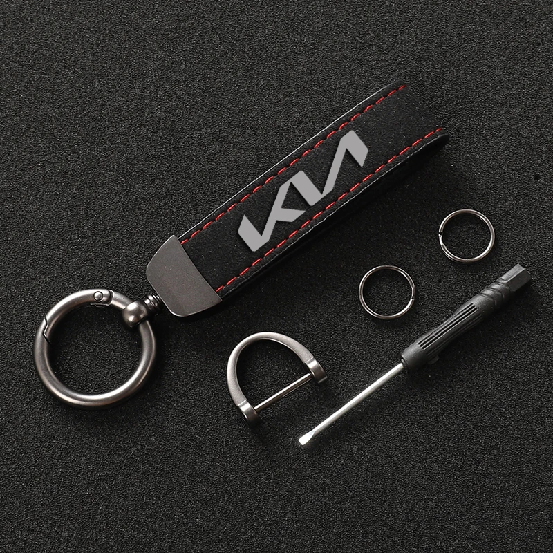 

Fashion High Quality Leather Keychain 4S custom gift Key Rings For Kia K5 K3 Sportage Picanto Ceed KIA RIO 2 3 4 Car Accessories