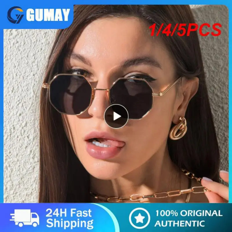 

1/4/5PCS Small Square Sunglasses for Men Women Polygon Mirrored Lens Sun Glasses Driving Eyewear Fashion Metal Frame Glasses