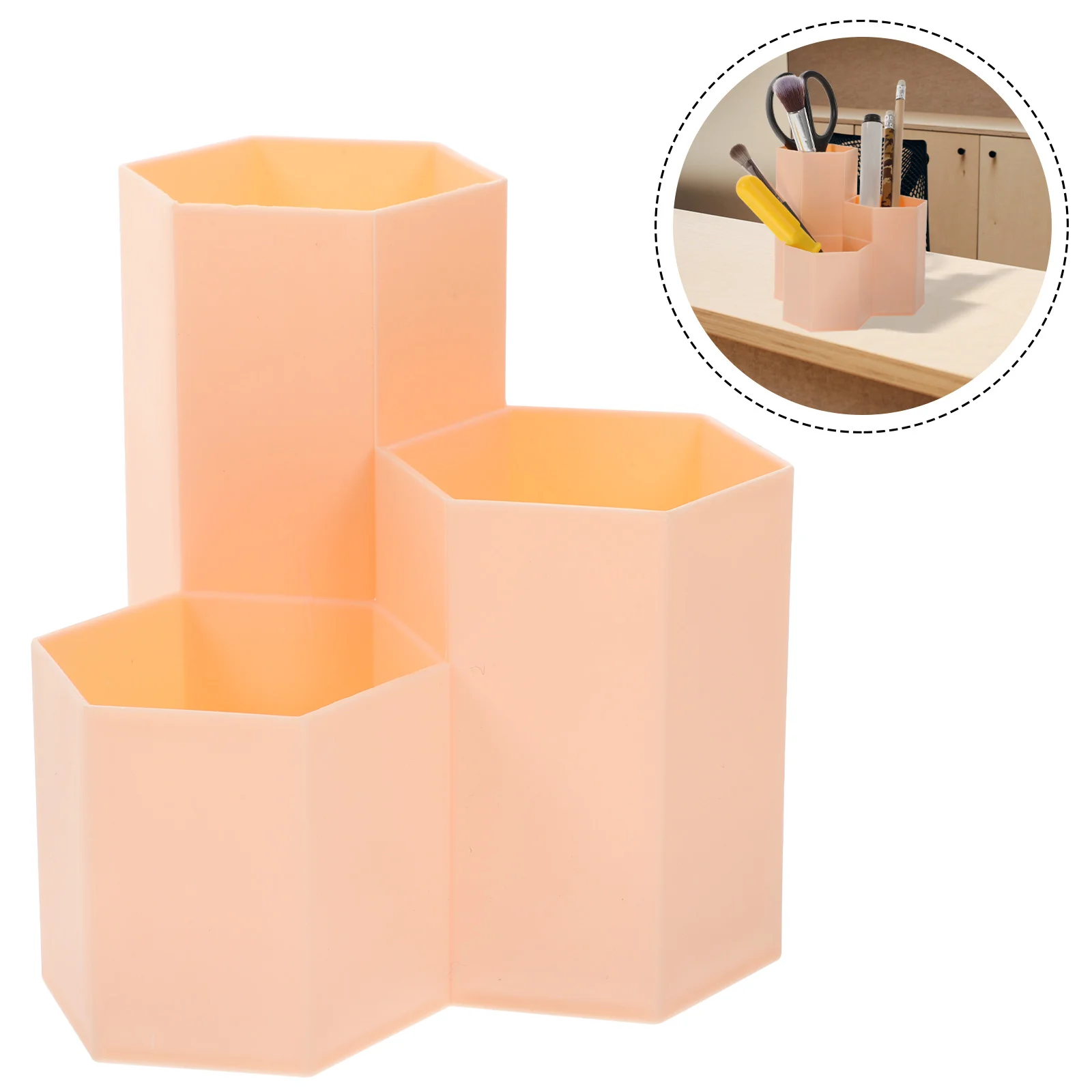

Hexagonal Pen Holder Desktop Organizer Cosmetics Case Fountain Stationery Dressing Table