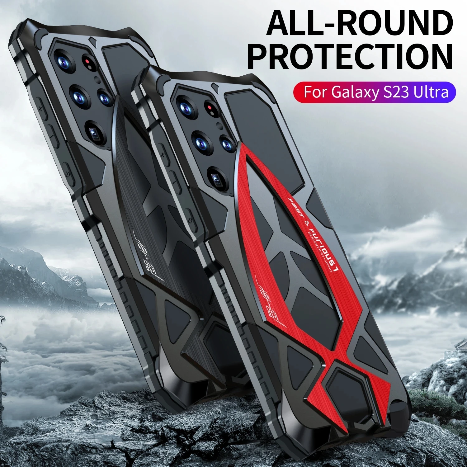 Luphie Metal Full Protect Armor Case For Samsung Galaxy S22 Ultra Phone Cover S23 Ultra S21 FE A72 A52 5G Shockproof Fundas