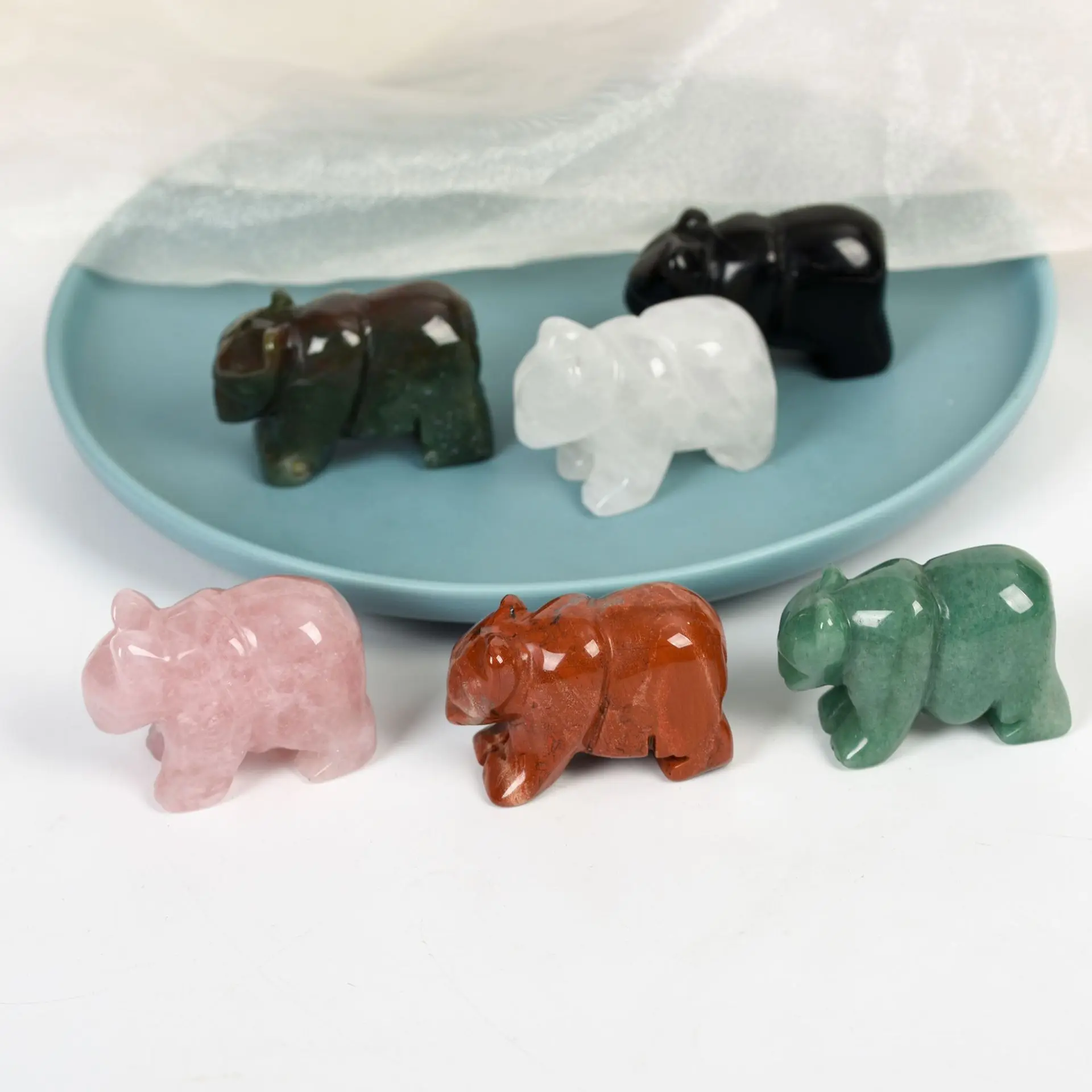 1 шт. 2 дюйма резная статуя милого медведя из натурального камня необработанный