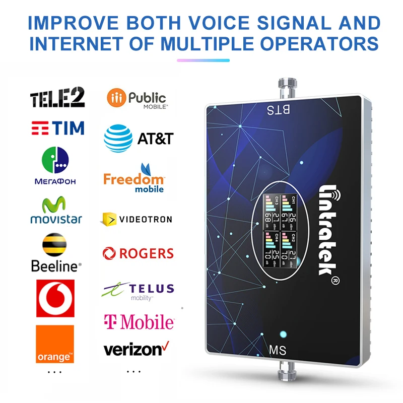Najtaniej Lintratek 4 Zespół Wzmacniacz Sygnału GSM 2G 3G 4G LTE B28 700 2600 B20 800 850 900 1800 2100 B4 1700 1900 Komórkowej Wzmacniacz Repeater