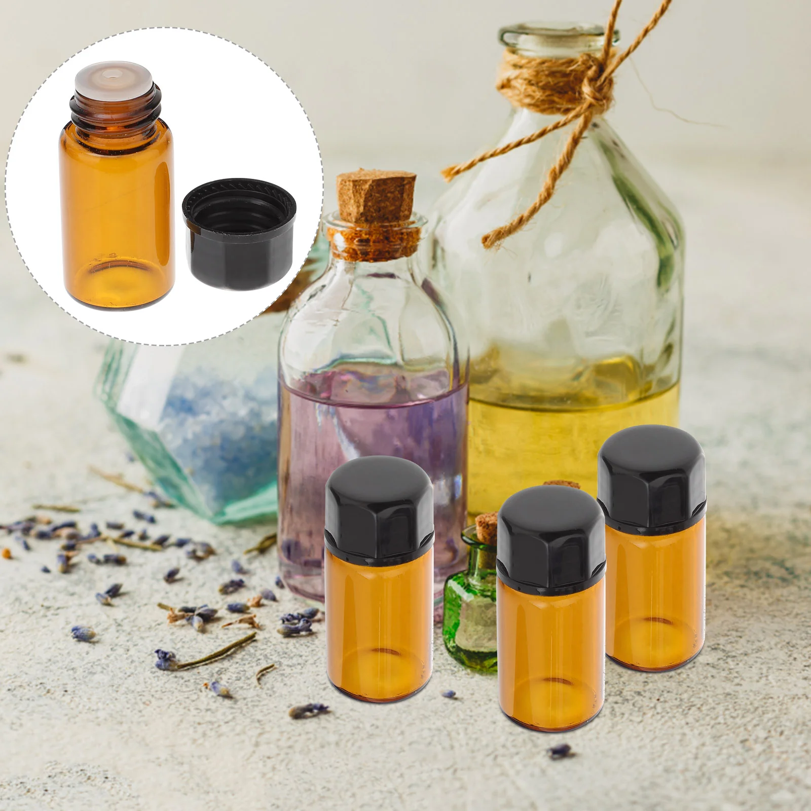 

50 Pcs Bottle Brown Essential Oil Makeup Bottles Cream Dispensers Travel