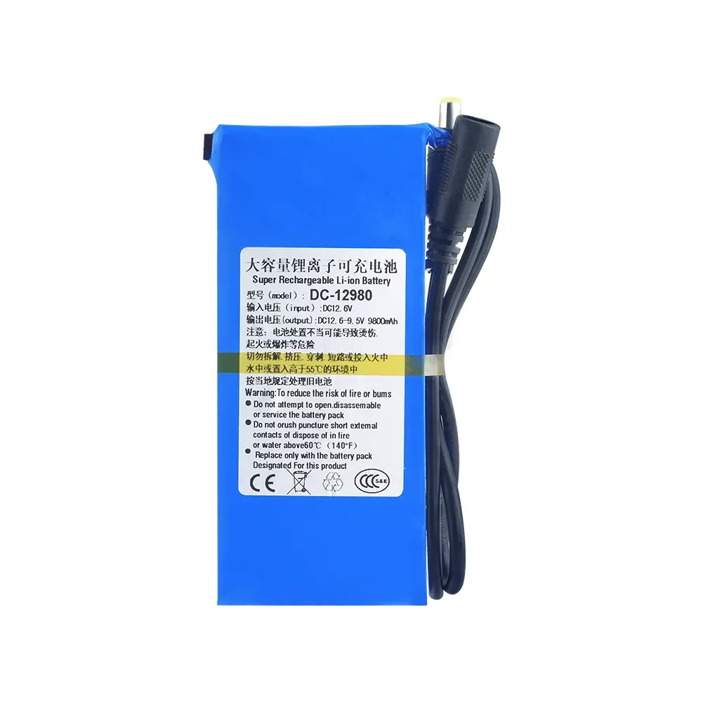 

2023NEW High Quality Rechargeable DC-12980 DC 12980 Lithium Battery 12V 9800mAh Batteries DC Connector 5.5x2.1mm With On/off Swi