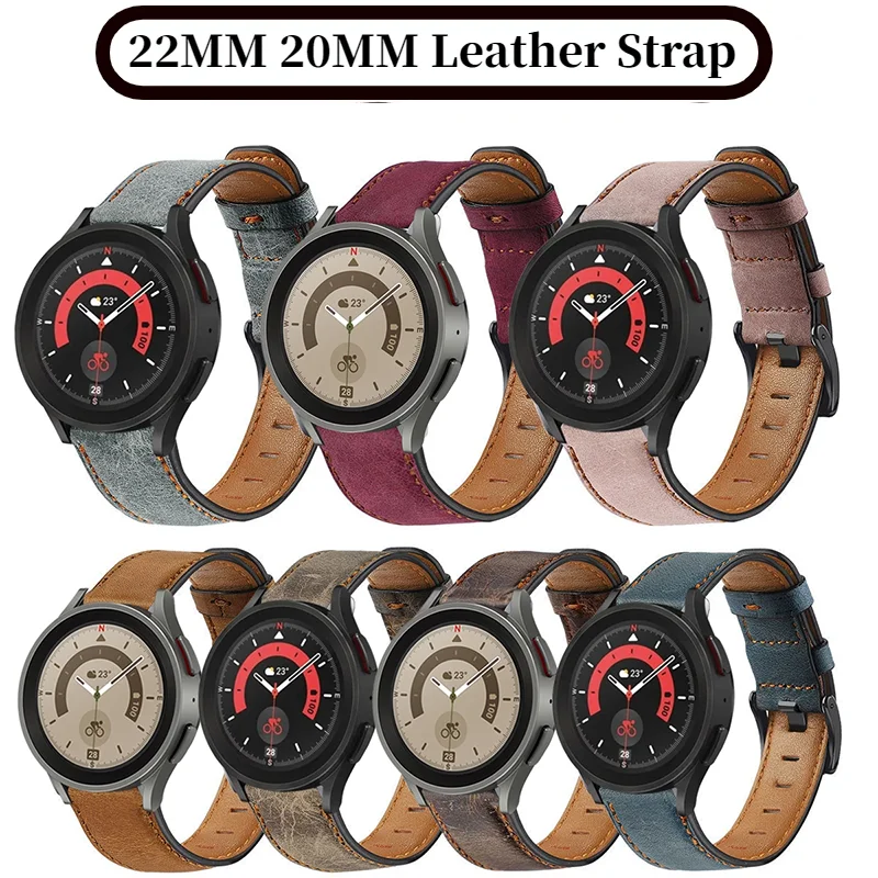 

22 20mm Leather Strap for Samsung Galaxy Watch 3 41 45mm Galaxy Watch 42mm Bracelet For Huawei Watch GT2 46mm Replacement Strap