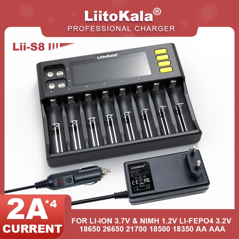 

Liitokala Lii-PD4 S8 PD2 18650 3,7 V литий-ионное зарядное устройство 1,2 V NiMH батарея 21700 18350 18500 AAA LiFePO43.2V 3,85 V зарядное устройство 26650