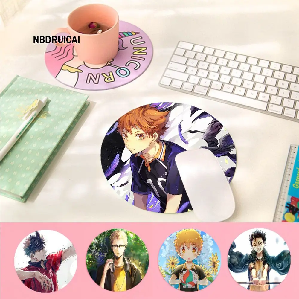 

Haikyuu DIY Round Keyboard Mat Table Mat Students Cabinet Gamer Desktop Mousepad Cup Mats Deskpad Home Decor