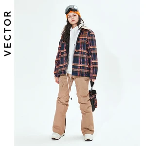 Векторные мужские и женские лыжные брюки куртка Двусторонняя зимняя теплая ветрозащитная Водонепроницаемая спортивная куртка для катания на лыжах