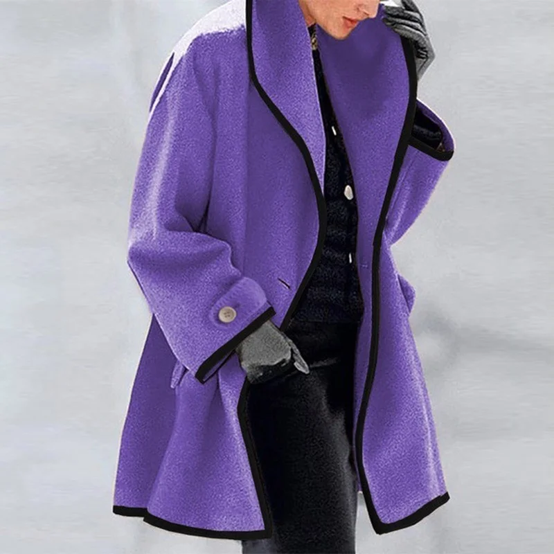 2021 Winter Ladies Fashion Autumn and Winter Casual Round Neck Loose Hooded Woolen Coat Double-sided Elegant Temperament Coat