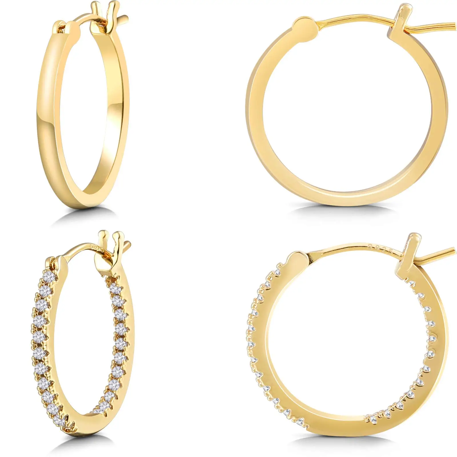 Vonmoos 2 Pair Hoop Earrings for Women 14K Gold Plated With 925 Sterling Silver Needle New Modern Luxury Piercing Jewelry
