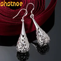 925 sterling silver hollow long pendant earrings for women party engagement wedding gift fashion jewelry