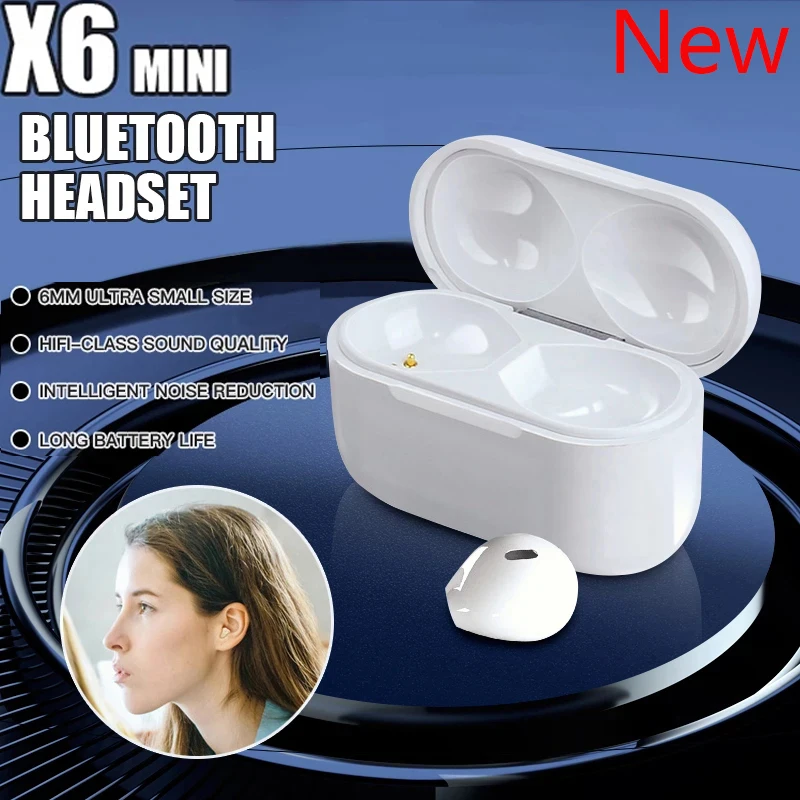 

2023 New X6 Pro Mini Bluetooth Headset TWS Wireless Earphone invisible semi-in-ear noise-cancelling sports earbuds Music headset