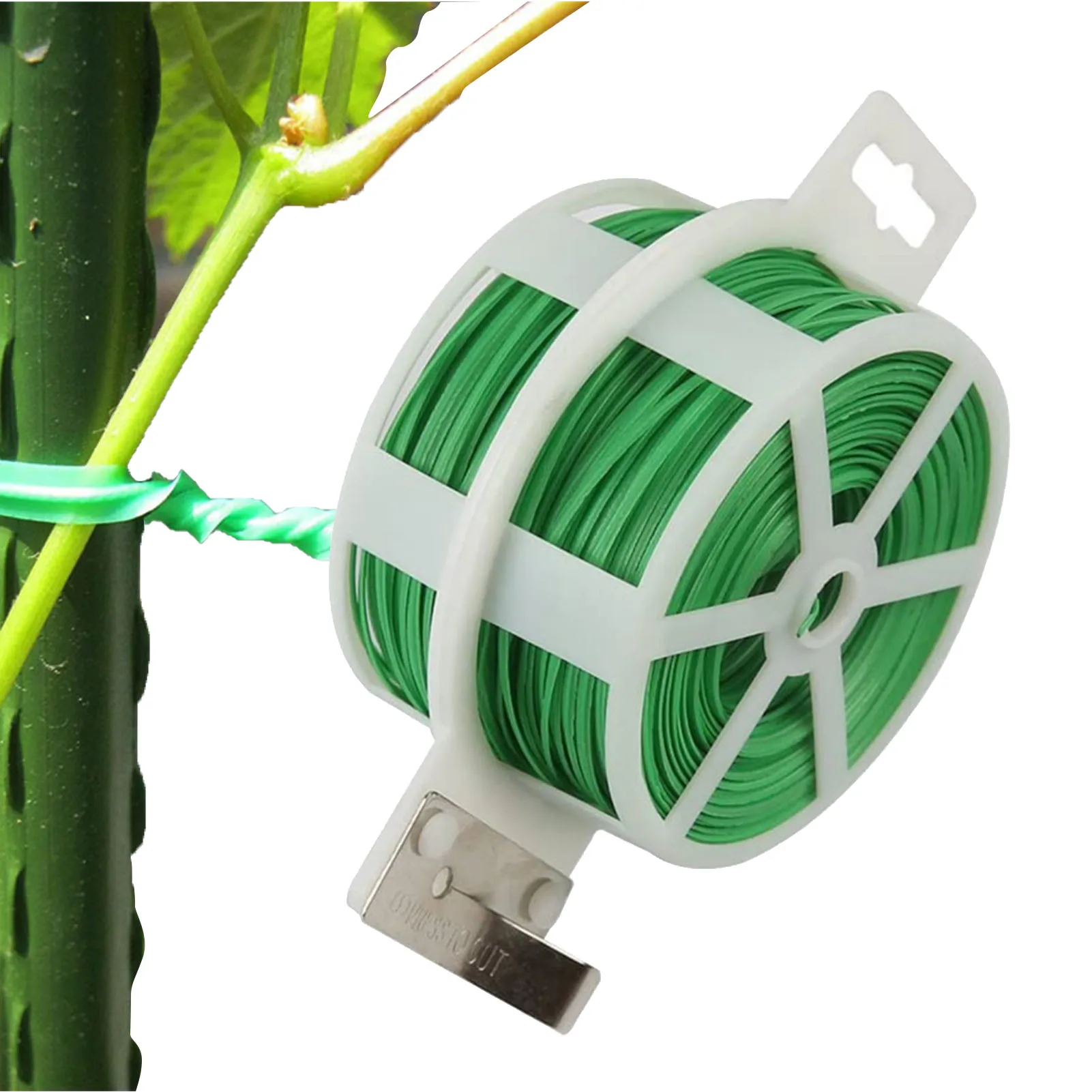 

Plant Twist Tie With Cutter Sturdy Green Coated Wire For Gardening Home Office Reusable Wire Cable With Slicer 20M/30M/50M/100M