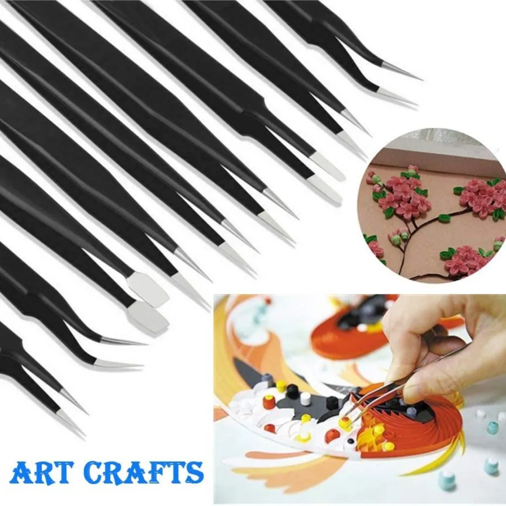 12 шт. антистатические пинцеты из нержавеющей стали