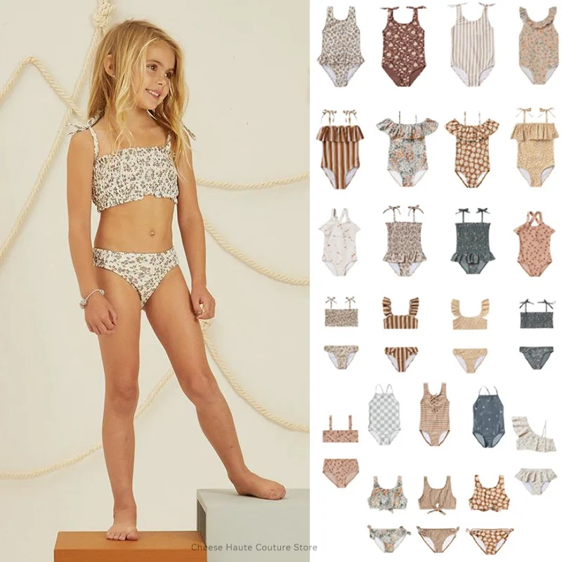 Летние Купальники RC для маленьких девочек бикини и цельный комплект брендовые