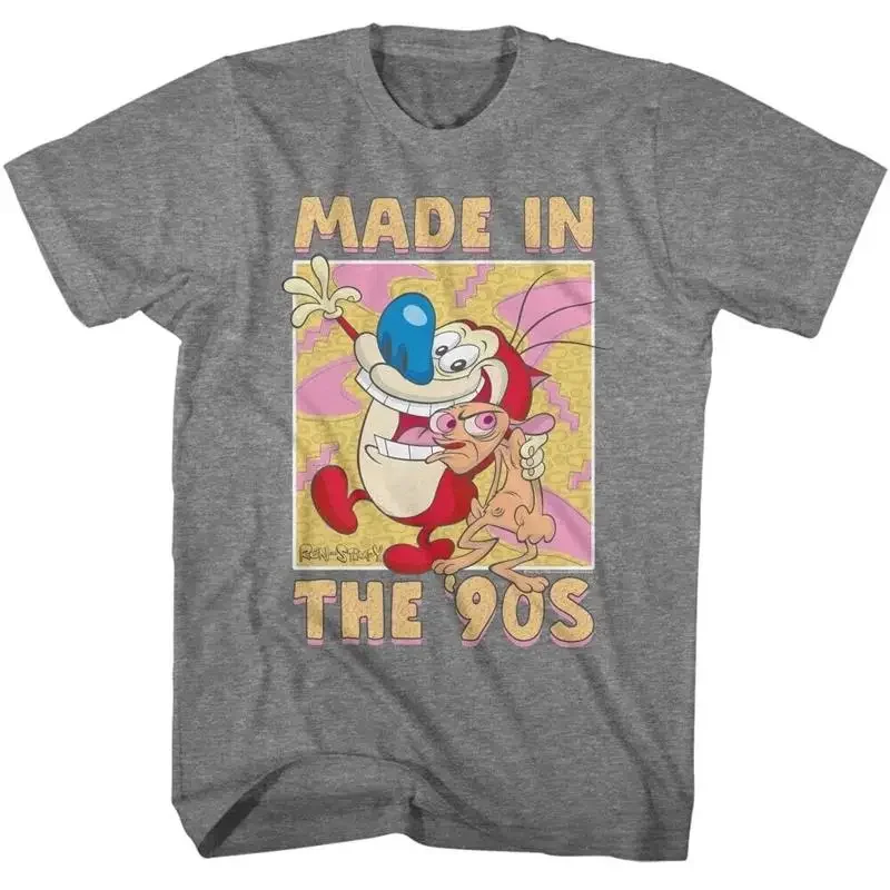 Фото Футболка для взрослых Ren And Stimpy, посвященная телешоу, новая, официальная, в стиле 90-х, графитового цвета. №1
