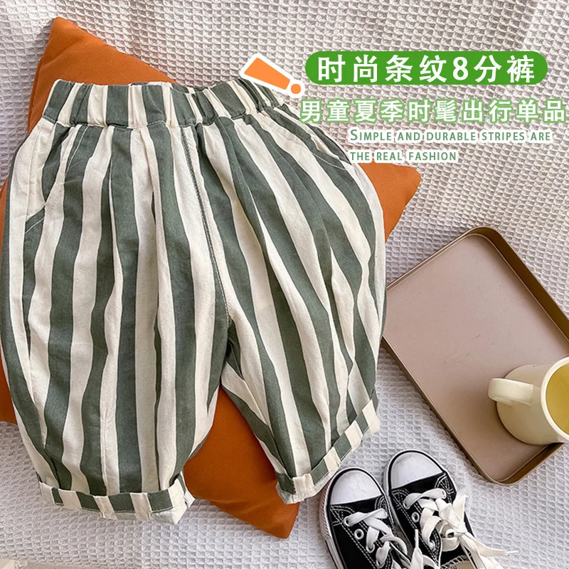 

Летние повседневные укороченные брюки в полоску для мальчиков 2023