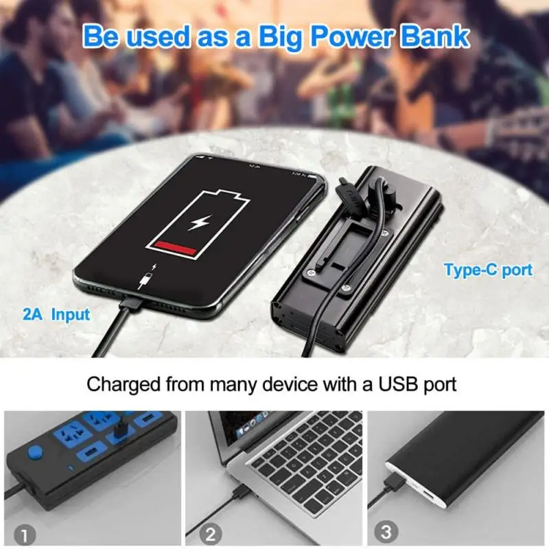 Велосипесветильник светодиодный фонарь 20000 лм 10000 мА · ч T6 зарядка через USB -