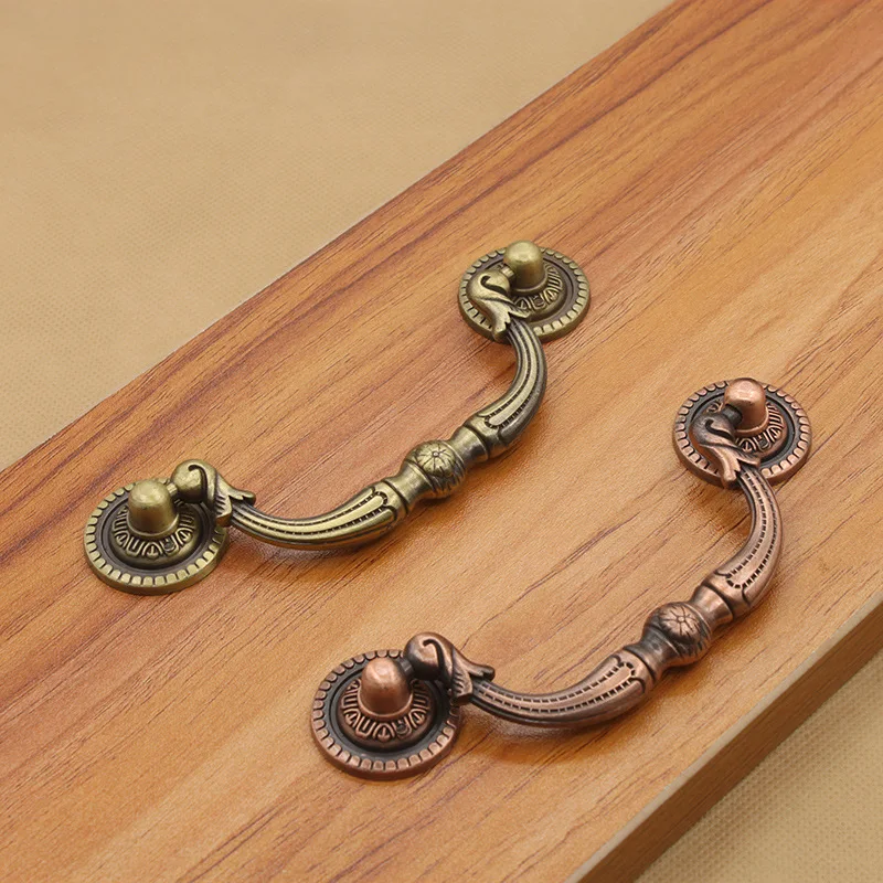 

Classical Handles Knobs Pendants Flowers for Drawer Wooden Jewelry Box Furniture Hardware Bronze Tone Handle Cabinet Pulls