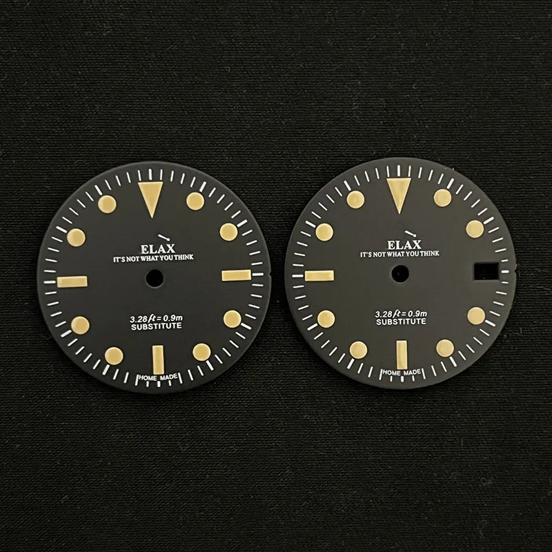 Vintage Watch Parts Matte Black Dial Suitable for NH35 NH38 Movement OEM Relax Dial Green Luminous Replacement Watch Accesories