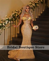 sparkly mermaid african prom dress 2022 for black girls sequin beads birthday wedding celebrity gowns robe de soir%c3%a9e aso ebi