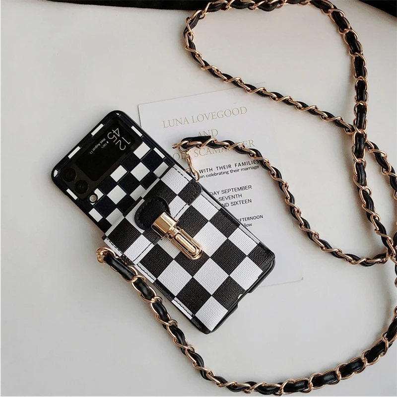 Женский кросс-боди с длинным ремнем и цепью кошелек в шахматную клетку чехол для