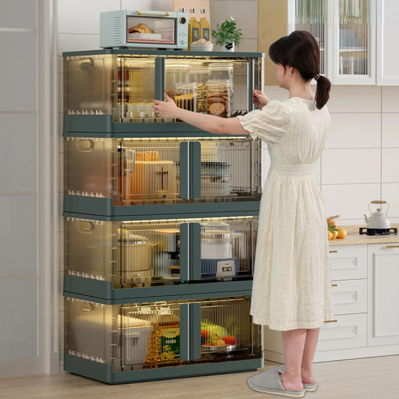 Free Installation Storage Cabinet Stackable Dustproof Storage Organizer Foldable Large Capacity Kitchen Sundries Storage Box